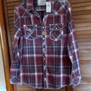 NWT Red and White Plaid Button-Up Shirt